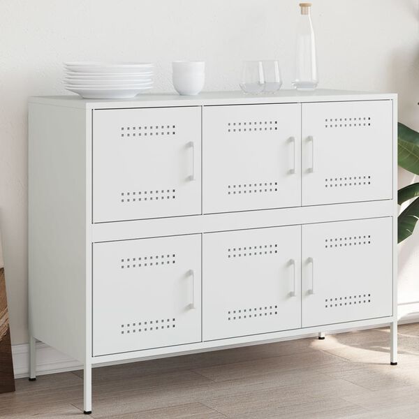 vidaXL Credenza Bianca 100,5x39x79 cm in Acciaio