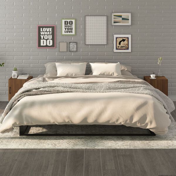 vidaXL Comodini 2 pz Rovere Marrone in Legno Multistrato