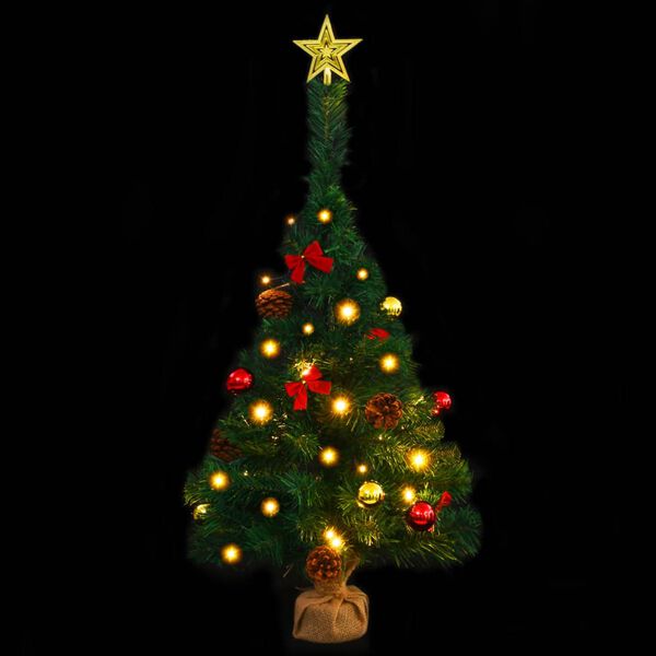 vidaXL Albero di Natale Preilluminato con Palline Verde 64 cm