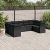 vidaXL Set Divani da Giardino 9 pz con Cuscini Nero in Polyrattan