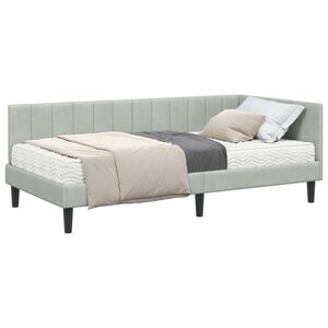 vidaXL Struttura Letto Angolare con Materasso 2 pcs Grigio chiaro