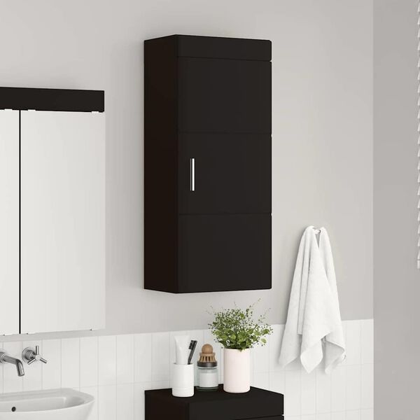 vidaXL Armadio da bagno a muro con porta TULUM Nero 37 x 24,5 x 86 cm