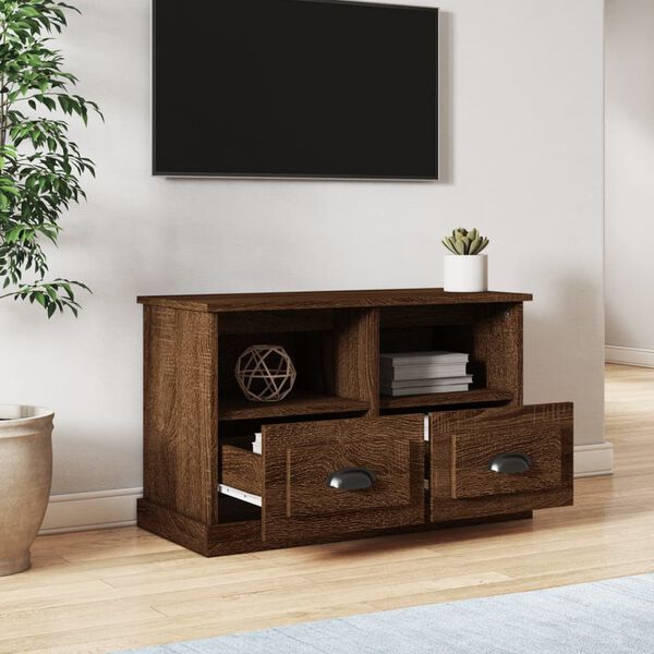 vidaXL Mobile Porta TV Rovere Marrone 80x35x50 cm in Legno Multistrato