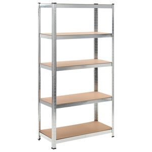 vidaXL Scaffale Resistente 5 Strati Argento in Acciaio e Multistrato