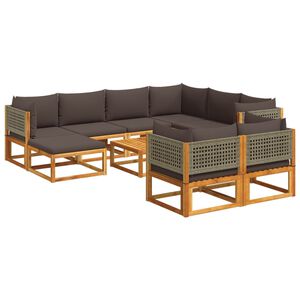 vidaXL Set di divani da giardino 10 pezzi con cuscini in legno di acacia e rattan