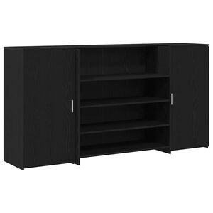 vidaXL Scrivania per Reception Rovere Nero 200x50x103,5 cm in Legno Massello di Argilla