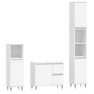 vidaXL Set Mobili da Bagno 3 pz Bianco in Legno Multistrato