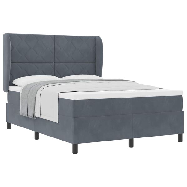 vidaXL Letto a molle con materasso Grigio scuro 190 x 140 cm Velluto