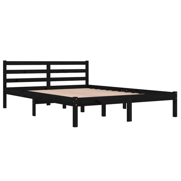 vidaXL Telaio Letto in Legno Massello di Pino 140x200 cm Nero