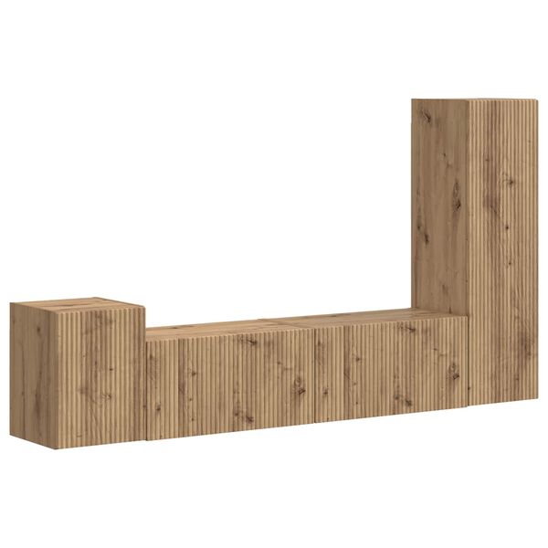 vidaXL Set mobile TV 4 pcs Rovere artigianale Legno multistrato