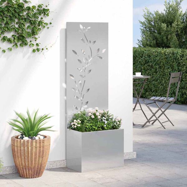 vidaXL Schermo per privacy in giardino Floreale Argento 50 x 140 cm