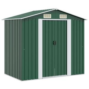 vidaXL Capanno per Attrezzi in Metallo Verde 204x132x186 cm