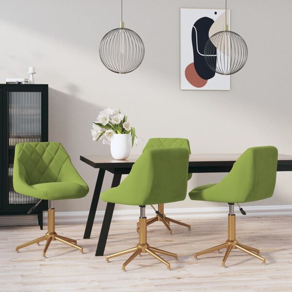 vidaXL Sedie da Pranzo Girevoli 4 pz Verde Chiaro in Velluto