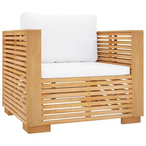 vidaXL Divano da Giardino con Cuscini Crema in Legno Massello di Teak