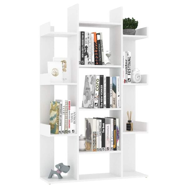 vidaXL Libreria Bianca 86x25,5x140 cm in Legno Multistrato