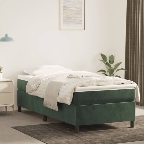 vidaXL Struttura Letto a Rete a Molle Verde Scuro 90x190 cm in Velluto