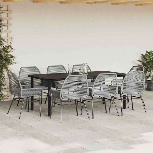vidaXL Set da Pranzo da Giardino 9 pz con Cuscini Polyrattan Vetro