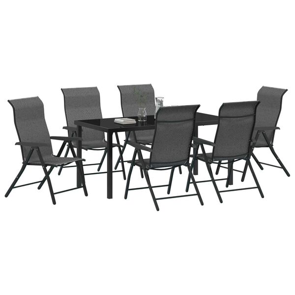 vidaXL Set da Pranzo per Giardino 7 pcs Grigio Poly Rattan