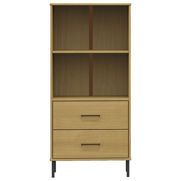 vidaXL Libreria 2 Cassetti Marrone 60x35x128,5 cm Legno Massello OSLO