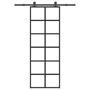vidaXL Porta Scorrevole con Ferramenta 76x205cm Vetro ESG Alluminio