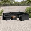 vidaXL Set Divani da Giardino 11 pz con Cuscini in Polyrattan Nero