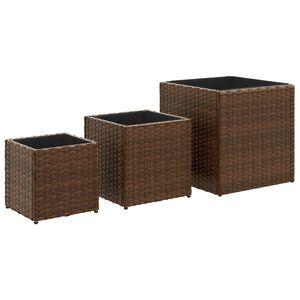 vidaXL Fioriere da Giardino 3 pz Marroni in Polyrattan