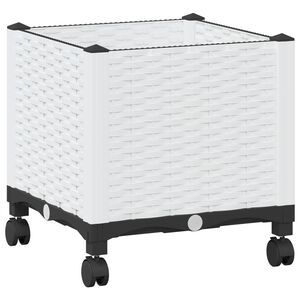 vidaXL Vaso da Giardino con Ruote Bianco 40 x 40 x 48 cm PP