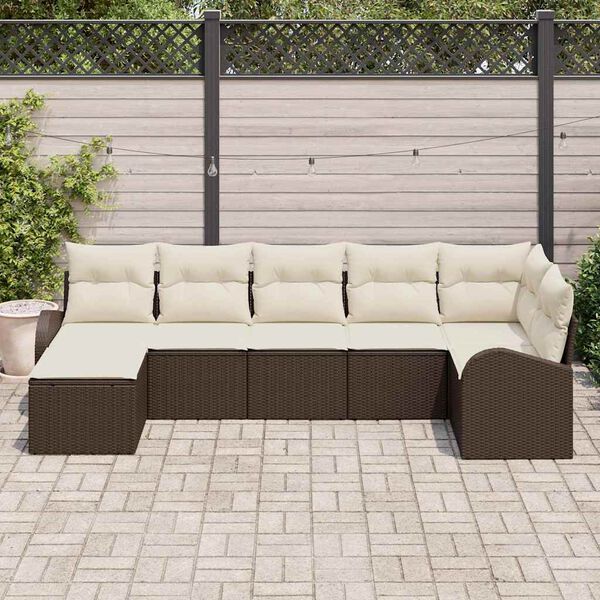 vidaXL Set Divano da Giardino 7 pcs Marrone Poly Rattan