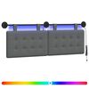 vidaXL Testiera sospesa Con luce LED Grigio Scuro Tessuto