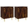vidaXL Comodini con Gambe in Legno Massello 2pz Rovere Fumo 40x30x50cm