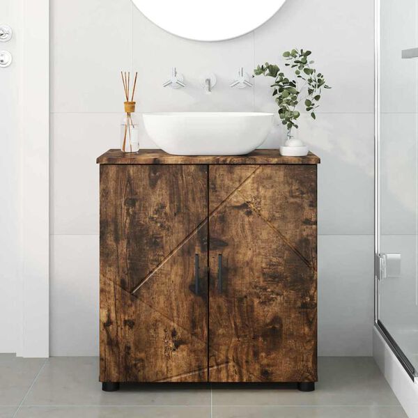 vidaXL Mobile da Bagno con archiviazione Rovere fum&eacute; 61 x 35 x 64 cm