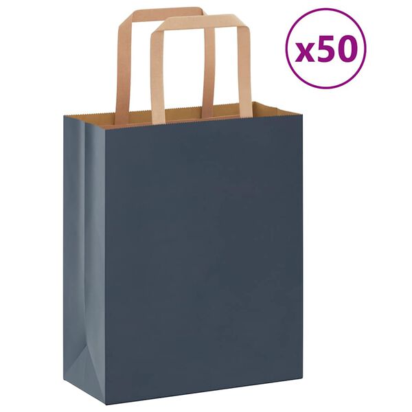 vidaXL Sacchetti di Carta 50 pz con Manici Blu 18x8x22 cm