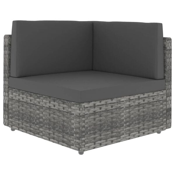 vidaXL Divano ad Angolo Modulare in Polyrattan Grigio