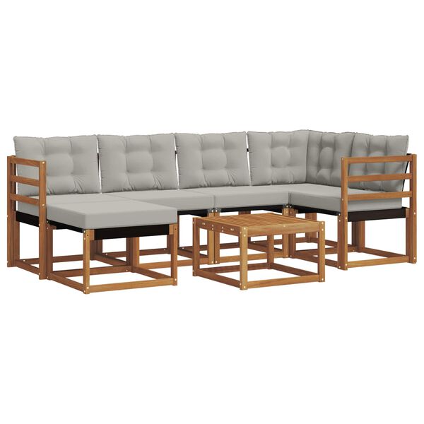 vidaXL Set di divani da esterno 7 pcs Grigio Naturale e Chiaro