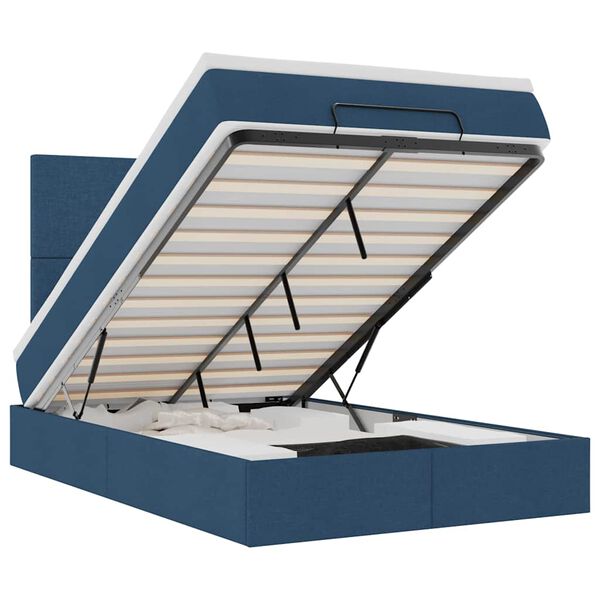 vidaXL Struttura Letto Pouf con Materasso Blu 120x190 cm in Tessuto