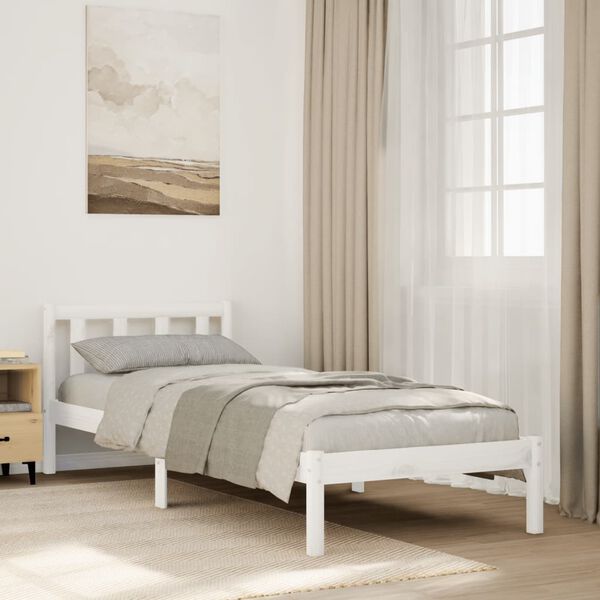 vidaXL Letto Extra Lungo senza Materasso Bianco 90x220 cm in Pino