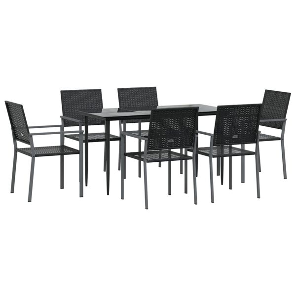 vidaXL Set da Pranzo da Giardino 7 pz in Polyrattan e Acciaio