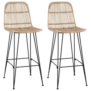 vidaXL Sgabello da bar 2 pz Naturale 44 x 55 x 109 cm Rattan e acciaio