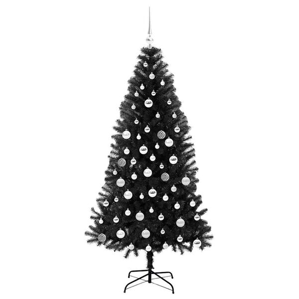 vidaXL Albero di Natale con 300 LED con supporto Nero 180 cm PVC