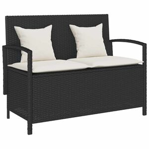 vidaXL Panca Portaoggetti da Giardino con Cuscino in Polyrattan Nero