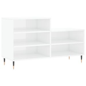 vidaXL Scarpiera Bianco Lucido 102x36x60 cm in Legno Multistrato