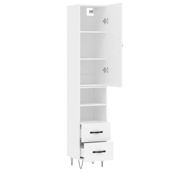 vidaXL Credenza Bianca 34,5x34x180 cm in Legno Multistrato