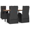 vidaXL Set da Pranzo da Giardino 5 pz Nero con Cuscini in Polyrattan