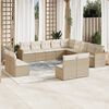 vidaXL Set Divano da Giardino 13 pz con Cuscini Beige in Polyrattan