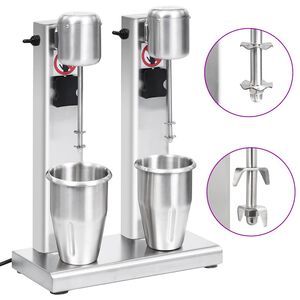 vidaXL Frullatore per Milkshake con Tazza Doppia in Acciaio Inox 2 L