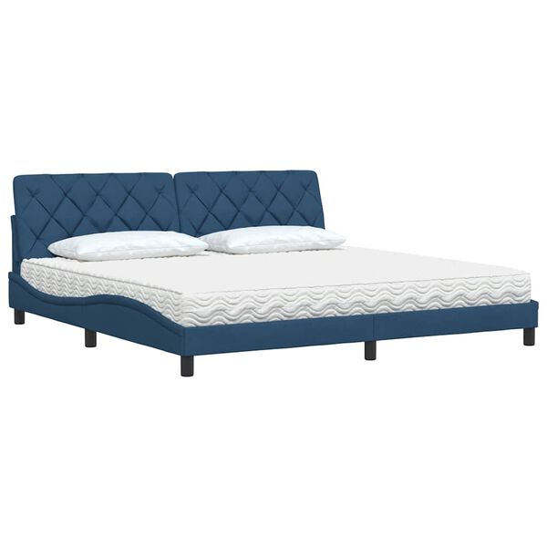 vidaXL Letto con Materasso Blu 200x200 cm in Tessuto