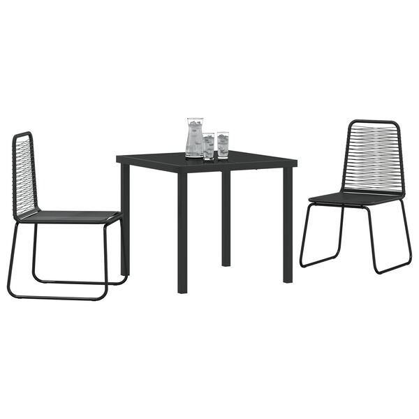vidaXL Set da Pranzo per Giardino 3 pcs Nero