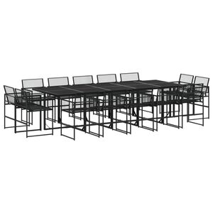 vidaXL Set da Pranzo da Giardino 15 pz Nero in Polyrattan