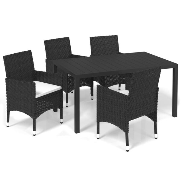 vidaXL Set da Pranzo per Giardino 5 pz con Cuscini Polyrattan Nero
