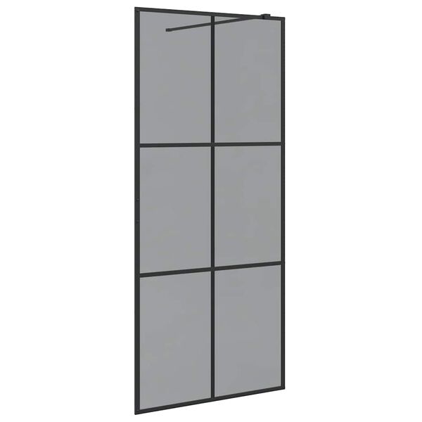 vidaXL Parete Doccia Walk-in Nero 90 x 195 cm vetro temperato